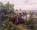 María y Madeleine en la Terraza compatriota Daniel Ridgway Knight Flowers